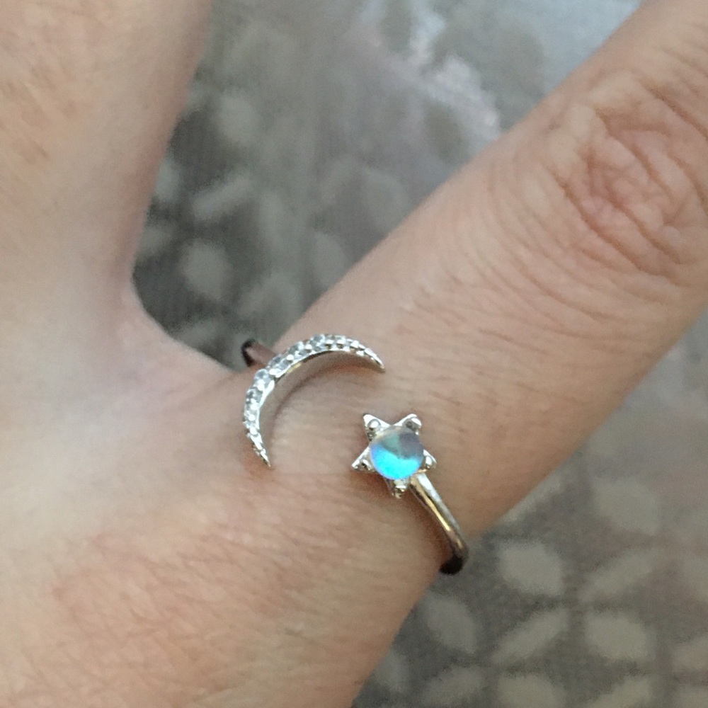 2/$30 Adjustable Moon & Star Moonstone Ring - Picture 6 of 9